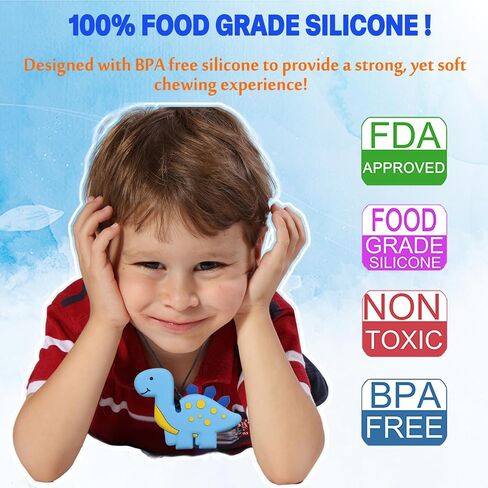 Chew Necklaces for Sensory Kids, Sensory Toys for Kids with Autism, ADHD, SPD, 6 Pack Chewy Necklace for Anxiety Fidgeting Relief in Kuwait