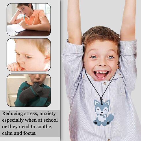 Chew Necklaces for Sensory Kids, Sensory Toys for Kids with Autism, ADHD, SPD, 6 Pack Chewy Necklace for Anxiety Fidgeting Relief in Kuwait