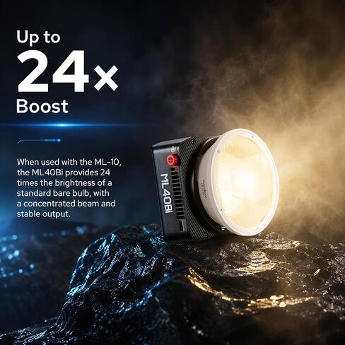 Godox ML40Bi Mini COB Video Light 40W, 26400lux@1m, Handheld Portable Bi-Color COB LED Continuous Output Lighting w/Built-in 4800mAh Battery, CRI/TLCI 96+ 0-100%, 11FX, NFC APP Photography Spotlight in Kuwait