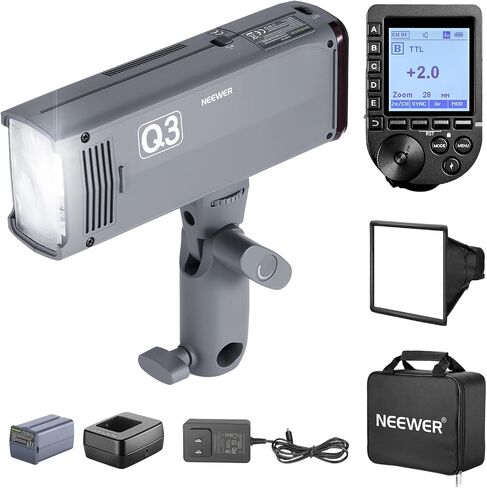 NEEWER Q3 200Ws 2.4G TTL Flash (2nd Version), 1/8000 HSS Strobe Light Photography Monolight with QPRO-C Trigger Compatible with Canon, Diffuser/3200mAh Battery/500 Full Power Pops/Recycle in 0.01-1.8s in Kuwait