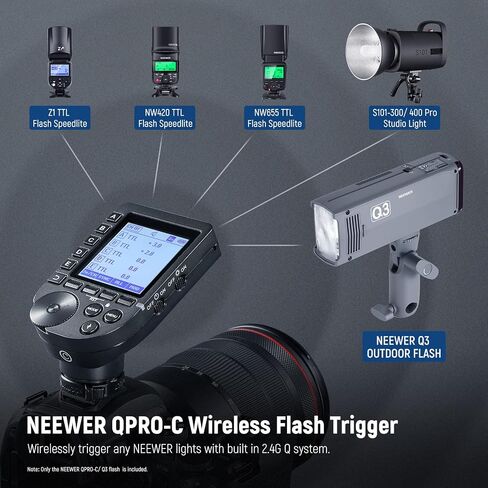 NEEWER Q3 200Ws 2.4G TTL Flash (2nd Version), 1/8000 HSS Strobe Light Photography Monolight with QPRO-C Trigger Compatible with Canon, Diffuser/3200mAh Battery/500 Full Power Pops/Recycle in 0.01-1.8s in Saudi Arabia