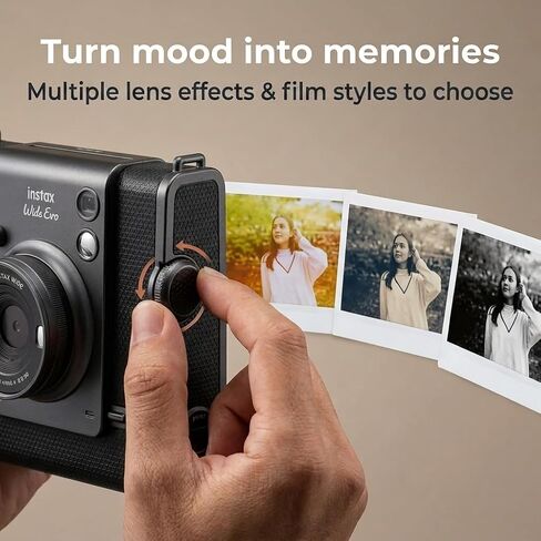 FUJIFILM INSTAX Wide EVO Hybrid Instant Camera + Fuji Instax Film 20 Sheet + Custom Case & Album 32GB Micro SD Memory Card Accessory Bundle in Kuwait
