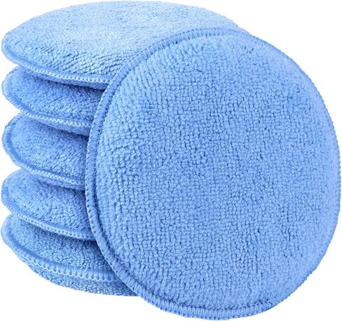 AIDEA Car Wax Applicator Pad, Microfiber Applicator Pad for Buffing & Detail Polishing, 6PK Round Foam Pads for Car Cleaning and Fine Polishing, 5 Inch in Kuwait