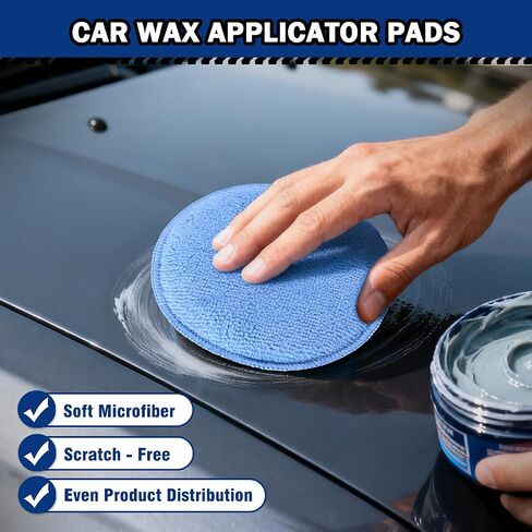 AIDEA Car Wax Applicator Pad, Microfiber Applicator Pad for Buffing & Detail Polishing, 6PK Round Foam Pads for Car Cleaning and Fine Polishing, 5 Inch in Kuwait
