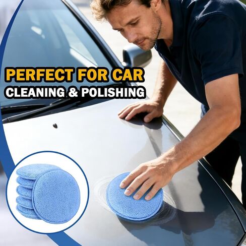 AIDEA Car Wax Applicator Pad, Microfiber Applicator Pad for Buffing & Detail Polishing, 6PK Round Foam Pads for Car Cleaning and Fine Polishing, 5 Inch in Kuwait