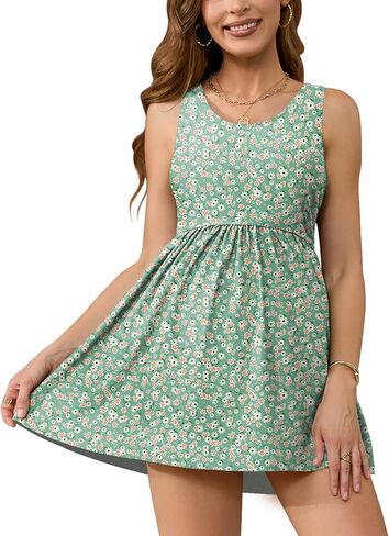 GINKANA Maternity Swimsuit Swim Dress Two Piece Swimdress Pregnancy Tankini Bathing Suit with Bottom Maternity Swimwear in Kuwait