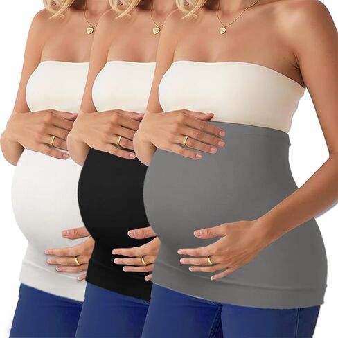 Diravo 3 Pack Womens Maternity Belly Band for Pregnancy Shirts Extenders Pregnancy Support Seamless Belly Belt Bands in Kuwait