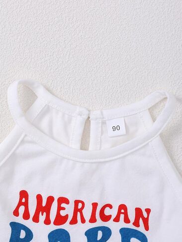 Toddler Girls 4th of July Outfits USA Flag Stripes Sleeveless Bottoms Flared Pants Set Independence Day Clothes in Kuwait