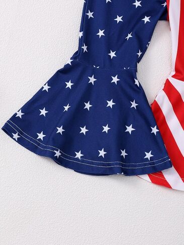 Toddler Girls 4th of July Outfits USA Flag Stripes Sleeveless Bottoms Flared Pants Set Independence Day Clothes in Kuwait