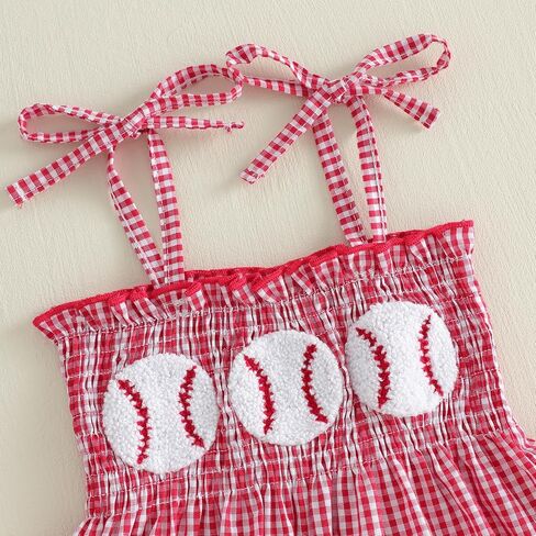 Toddler Baby Girl Baseball Outfit Plaid Smocked Tops Pants Summer Clothes in Kuwait
