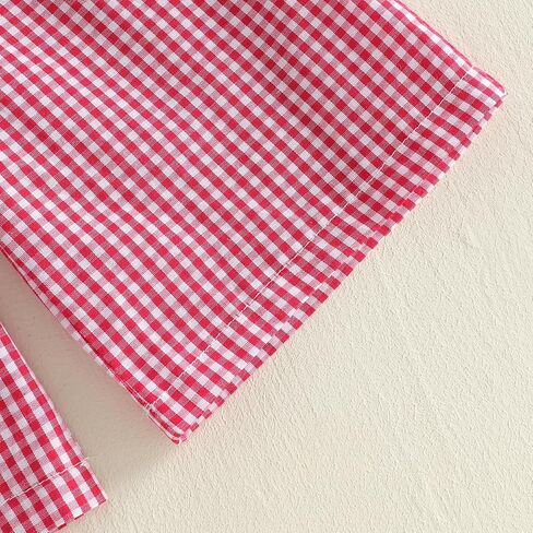 Toddler Baby Girl Baseball Outfit Plaid Smocked Tops Pants Summer Clothes in Kuwait
