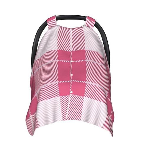 Valentines-Day-Tartan-Plaid-in-Red-and-White-Cage-Cage-Traditional-Scottis Baby Car Seat Cover & Breastfeeding Nursing Cover - Breathable Stretch Fabric Multi-Use Nursing Cover for Breastfeeding in Kuwait