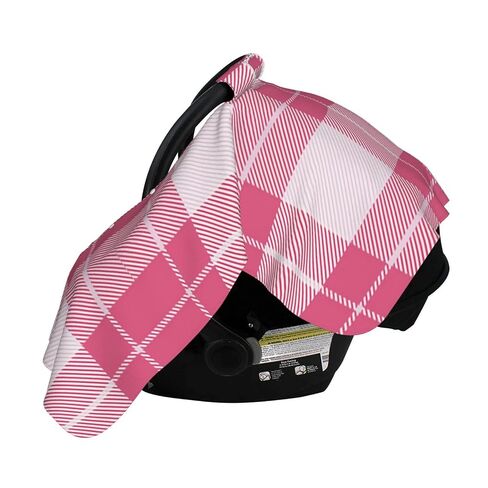 Valentines-Day-Tartan-Plaid-in-Red-and-White-Cage-Cage-Traditional-Scottis Baby Car Seat Cover & Breastfeeding Nursing Cover - Breathable Stretch Fabric Multi-Use Nursing Cover for Breastfeeding in Kuwait