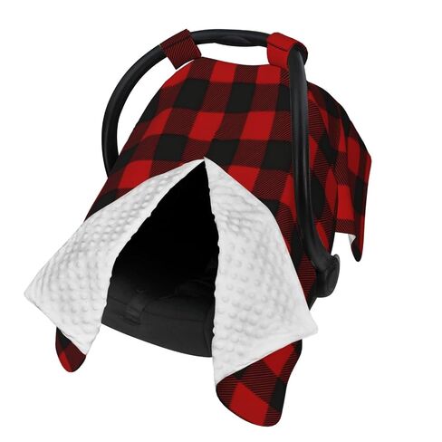 Lumberjack-Plaid-Alternating-Red-and-Black-Squares-Illustration Baby Car Seat Cover & Breastfeeding Nursing Cover - Breathable Stretch Fabric Multi-Use Nursing Cover for Breastfeeding in Kuwait
