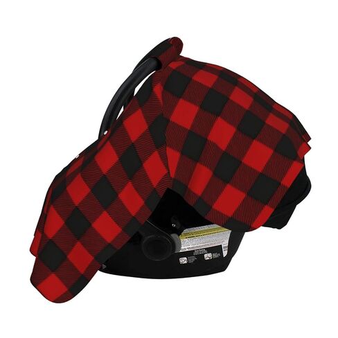 Lumberjack-Plaid-Alternating-Red-and-Black-Squares-Illustration Baby Car Seat Cover & Breastfeeding Nursing Cover - Breathable Stretch Fabric Multi-Use Nursing Cover for Breastfeeding in Kuwait