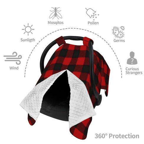 Lumberjack-Plaid-Alternating-Red-and-Black-Squares-Illustration Baby Car Seat Cover & Breastfeeding Nursing Cover - Breathable Stretch Fabric Multi-Use Nursing Cover for Breastfeeding in Kuwait