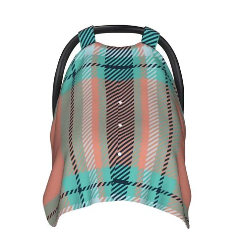 Tartan-Scotland-Plaid-R-Fabric-Vintage-Check-Color-Square-Geo Baby Car Seat Cover & Breastfeeding Nursing Cover - Breathable Stretch Fabric Multi-Use Nursing Cover for Breastfeeding in Kuwait