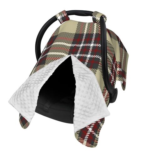 Plaid-Check-Texture Baby Car Seat Cover & Breastfeeding Nursing Cover - Breathable Stretch Fabric Multi-Use Nursing Cover for Breastfeeding in Kuwait