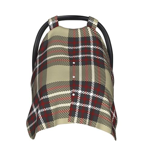 Plaid-Check-Texture Baby Car Seat Cover & Breastfeeding Nursing Cover - Breathable Stretch Fabric Multi-Use Nursing Cover for Breastfeeding in Kuwait