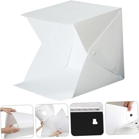 ULTECHNOVO Portable 20cm Mini Photo Box LED Light Tent with Two-Color Backdrops, Folding Photography Softbox for Small Product Shooting and Tabletop Studio Use in Kuwait