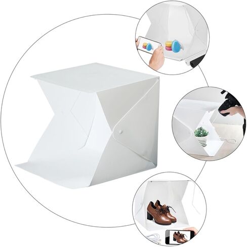 UKCOCO Portable 20cm Mini Photo Box Light Tent with LED Strip, Foldable Photography Shooting Tent Kit with Dual-Color Backdrops for Small Product Photography in Kuwait