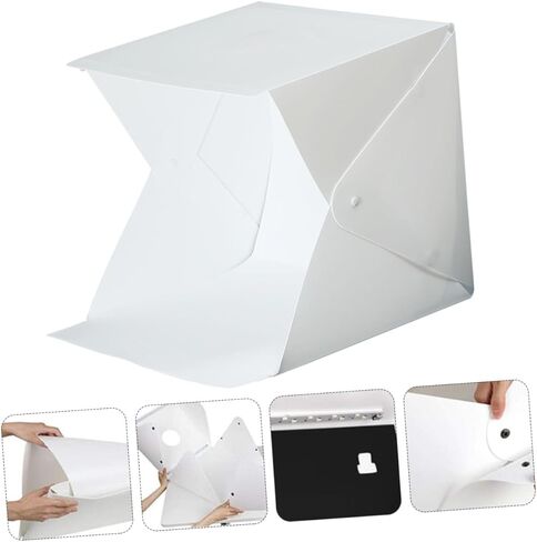 Mini Photo Light Box 20cm Foldable LED Lighting Cube Tent with Dual-Color Backdrops Portable Photography Softbox for Small Product Studio Shooting in Kuwait