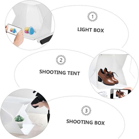Mini Photo Light Box 20cm Foldable LED Lighting Cube Tent with Dual-Color Backdrops Portable Photography Softbox for Small Product Studio Shooting in Kuwait