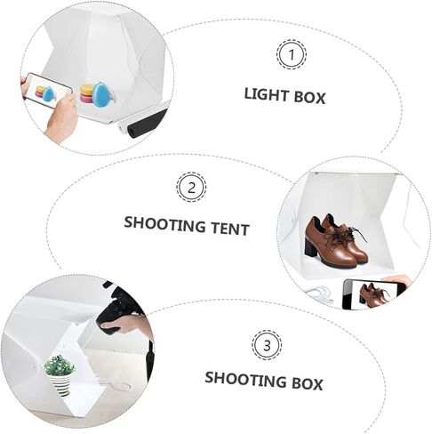 Kichvoe Mini Photo Box Light Tent 20cm Portable Folding Photography Studio with LED Lighting and 4-Color Backdrops for Product Shooting in Kuwait