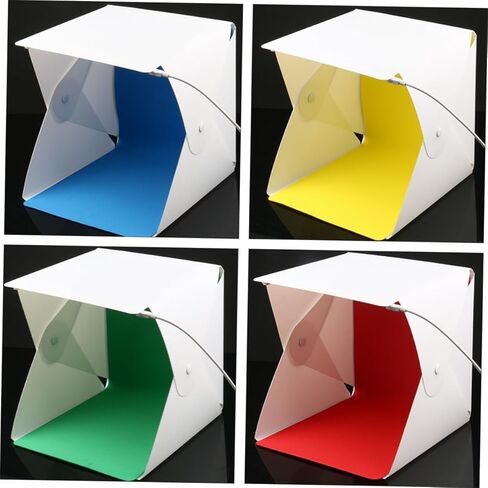 Kichvoe Mini Photo Box Light Tent 20cm Portable Folding Photography Studio with LED Lighting and 4-Color Backdrops for Product Shooting in Kuwait
