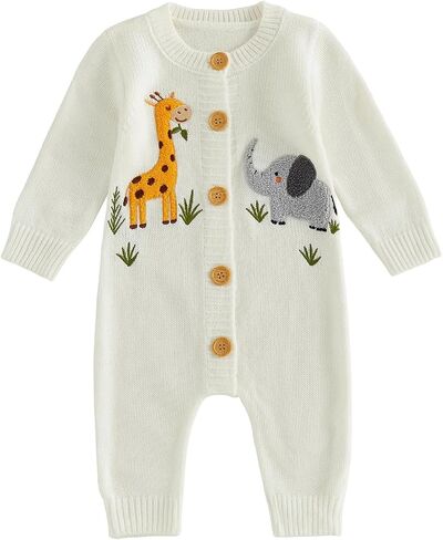 Baby Boy Knit Sweater Winter Clothes Outfit Long Sleeve Animal Onesie Romper Newborn 3 6 9 12 Months Warm Jumpsuit in Kuwait