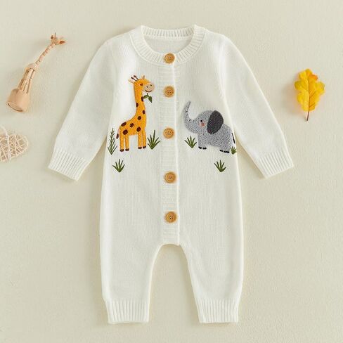 Baby Boy Knit Sweater Winter Clothes Outfit Long Sleeve Animal Onesie Romper Newborn 3 6 9 12 Months Warm Jumpsuit in Kuwait