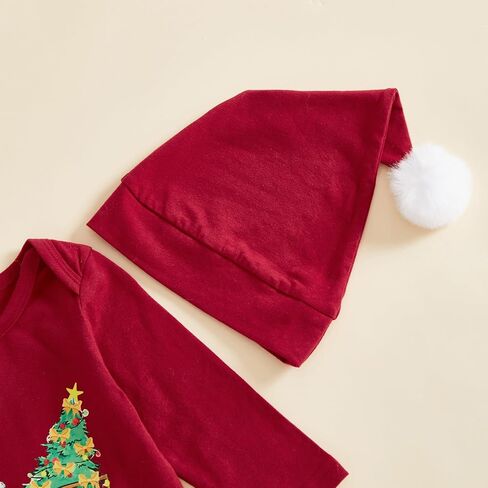 Ayalinggo Christmas Baby Boy Outfit My First Christmas Romper Newborn Ruffle Santa Onesie Fall Winter Baby Clothes in Kuwait