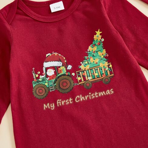 Ayalinggo Christmas Baby Boy Outfit My First Christmas Romper Newborn Ruffle Santa Onesie Fall Winter Baby Clothes in Kuwait