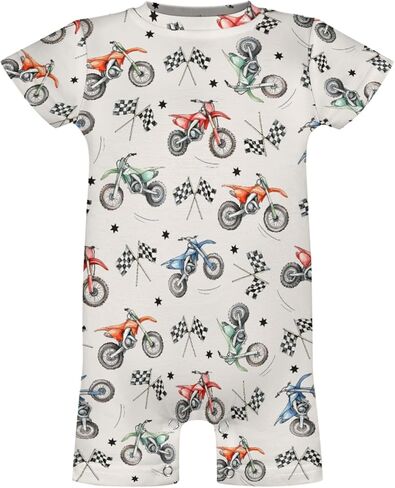 Vintage Motor Dirt Bike Baby Romper Cute Race Bikes Plaid Checker Flag Stars One-Piece Jumpsuits in Kuwait