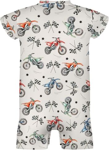 Vintage Motor Dirt Bike Baby Romper Cute Race Bikes Plaid Checker Flag Stars One-Piece Jumpsuits in Kuwait