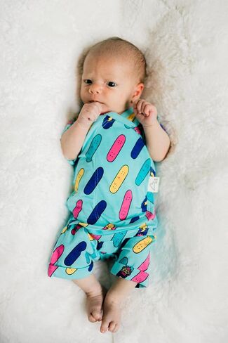 Bonsie Skin to Skin Babywear Romper - Blue Skateboard Pattern Baby Short Sleeve - Tiny Tricks in Saudi Arabia