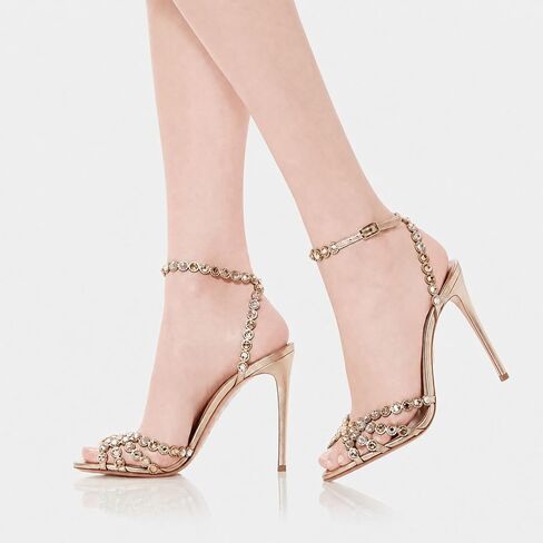 Women's Rhinestone Stiletto High Heels Sparkling Adjustable Buckle Heeled Sandals Open Toe Sexy Dressy Pumps Shoes in Kuwait