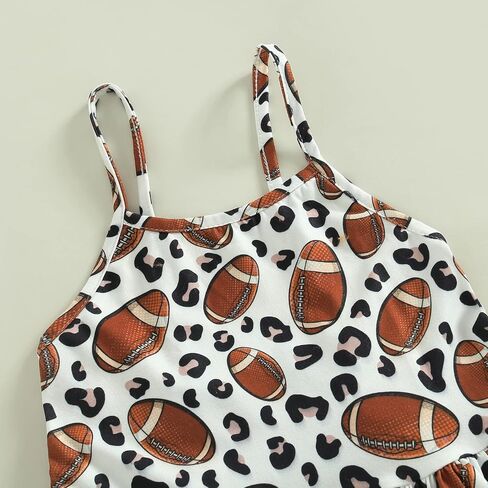 Toddler Baby Girl Football Outfit Rugby Print Jumpsuit Spaghetti Strap Romper Overalls Pants Kids One Piece Clothes in Kuwait