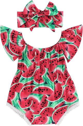 Newborn Infant Baby Girl Clothes Rompers Short Sleeve Jumpsuits in Kuwait