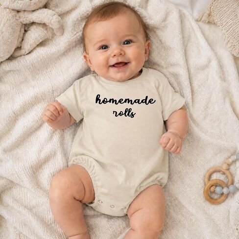 Homemade Rolls Baby Outfit - Thanksgiving Bubble Romper Long Sleeve Gifts One-piece Newborn Toddler in Kuwait