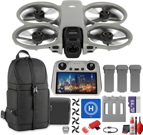 DJI Avata 360 Fly More Combo, Obstacle Avoidance Drone 8K Video + More | Obstacle Avoidance Drone, Stabilized 8K Video Cinematic Drone CP.FP.00000317.04 + RC2 Remote + 64GB Card + More (17pc Bundle) in Kuwait