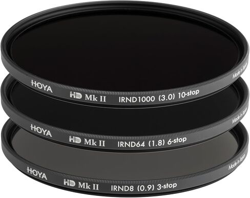 HOYA 82mm HD Mk II IRND(3) Filter Kit with Case - Includes 3-stop (ND8), 6-stop (ND64), 10-stop (ND1000) Neutral Density Filters for Precision Light Reduction, Slim Frame, Waterproof, Smudge Resistant in Kuwait