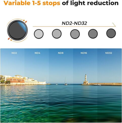 K&F CONCEPT 46mm Variable ND2-32 (1-5 Stops) & Circular Polarizing Lens Filter in 1 Adjustable Neutral Density Polarizer Filter with 18 Multi-Layer Coatings for Camera Lens (K-Series) in Kuwait