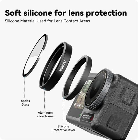 TELESIN ND64 Filter Lens Filter for DJI Action 5 Action 4 Osmo Action 3 Accessories, Neutral Density Multi Coated HD Optical Glass Scratch Resistant Ultra-Slim Protection Protector Accessory in Kuwait