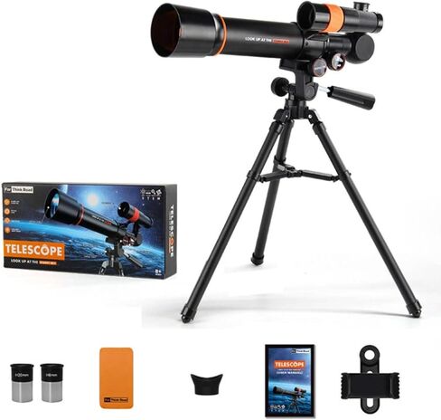 Astronomical Telescope Refractor Scope Set Tripod Smartphone Holder Eyepieces Solid Support with Smooth Handle for, 1003-1 Telescope with 2 Eyepieces, Eyecup, Lens Cloth, Manual, Phone Clip in Kuwait