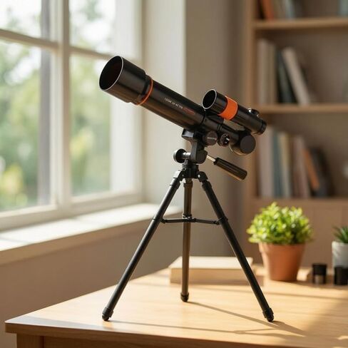 Astronomical Telescope Refractor Scope Set Tripod Smartphone Holder Eyepieces Solid Support with Smooth Handle for, 1003-1 Telescope with 2 Eyepieces, Eyecup, Lens Cloth, Manual, Phone Clip in Kuwait