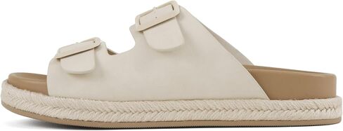 Soda Hertha - Women Flatform Espadrille Slide Sandals with Two Buckle Straps in Kuwait