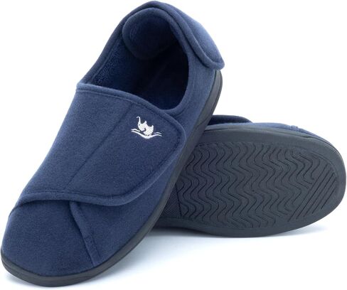 Diabetic Slippers Women, Lymphedema Shoes, Edema Shoes Swollen Feet, Indoor and Outdoor Hook and Loop, Non Slip House Shoes (Navy Blue, 8 WIDE) in Kuwait
