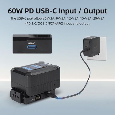 Nitze V Mount Battery Plate, USB-C (PD 3.0) Input/Output, DC (8V/3A), D-tap (14.8V/10A) Output V Mount Plate for Camera Power Supply - N21-D8A in Kuwait
