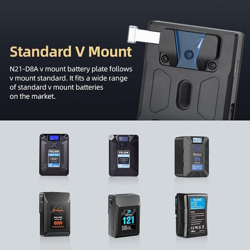 Nitze V Mount Battery Plate, USB-C (PD 3.0) Input/Output, DC (8V/3A), D-tap (14.8V/10A) Output V Mount Plate for Camera Power Supply - N21-D8A in Kuwait